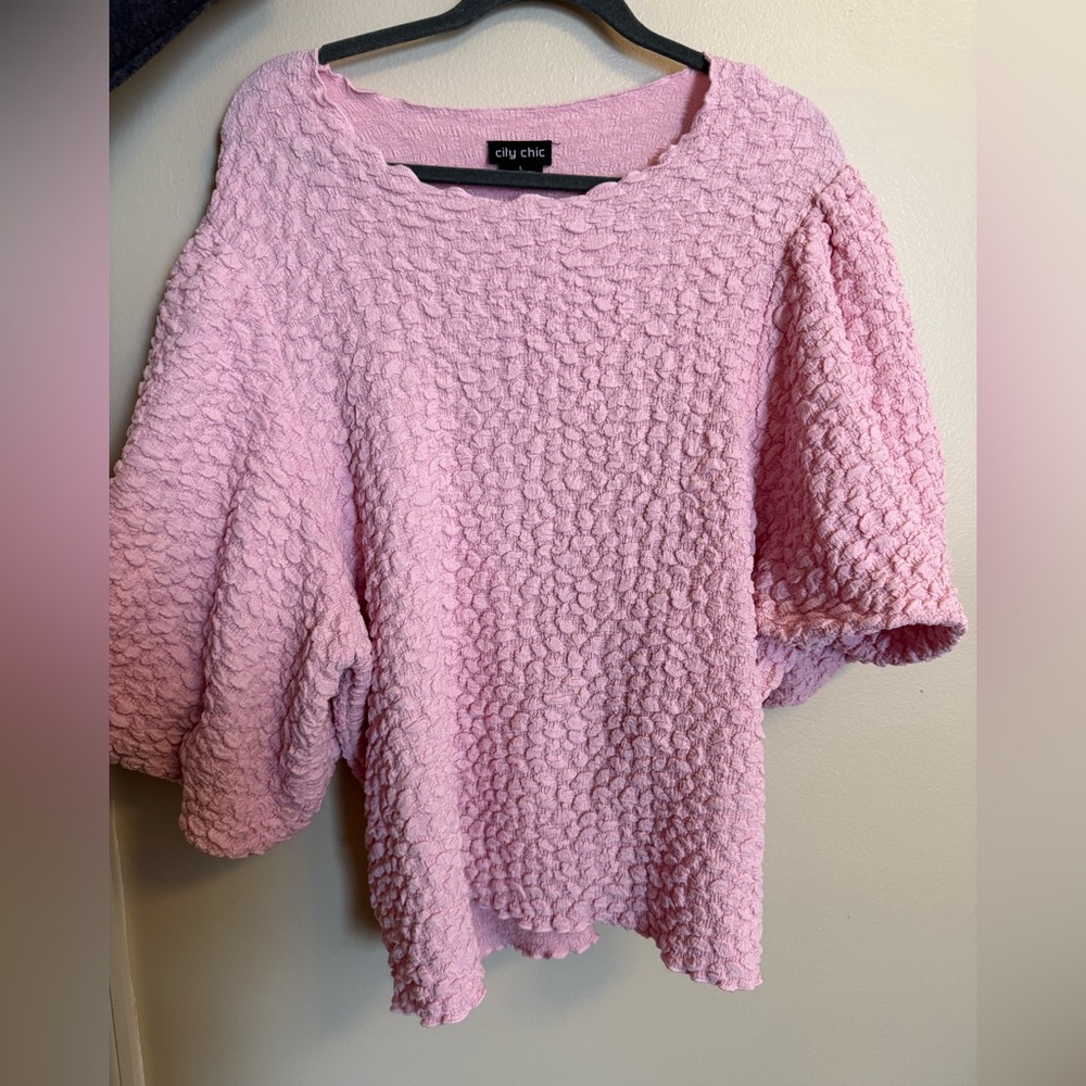 City Chic Blush Textured Blouse